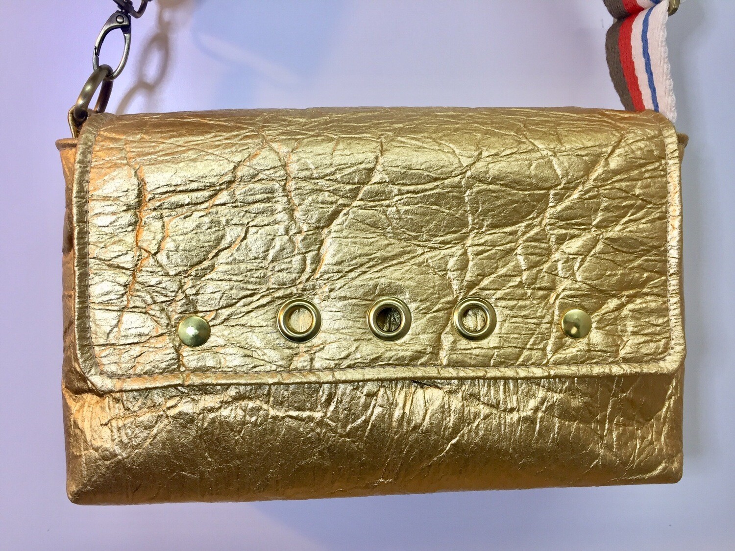 Silver Gold sac en pinatex sac vegan , sangle réglable orangé taupe beige ...fait à Toulouse France