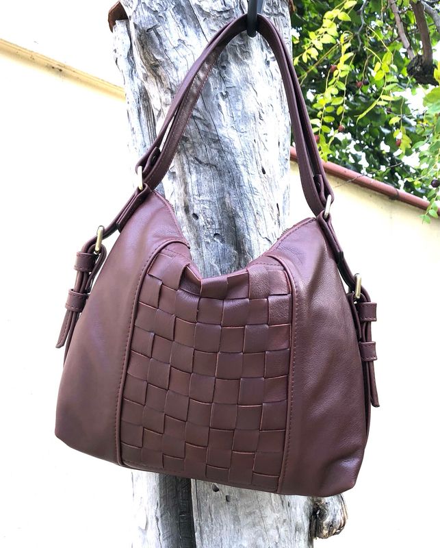 Saba tressé cuir pleine fleur souple porté épaule ou sac à dos fait à Toulouse