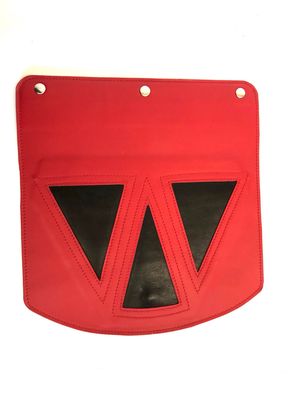 Rabat pour sac demi lune en cuir rouge et noir