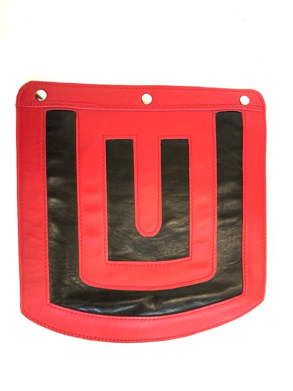 Rabat pour sac demi lune rouge et noir en cuir