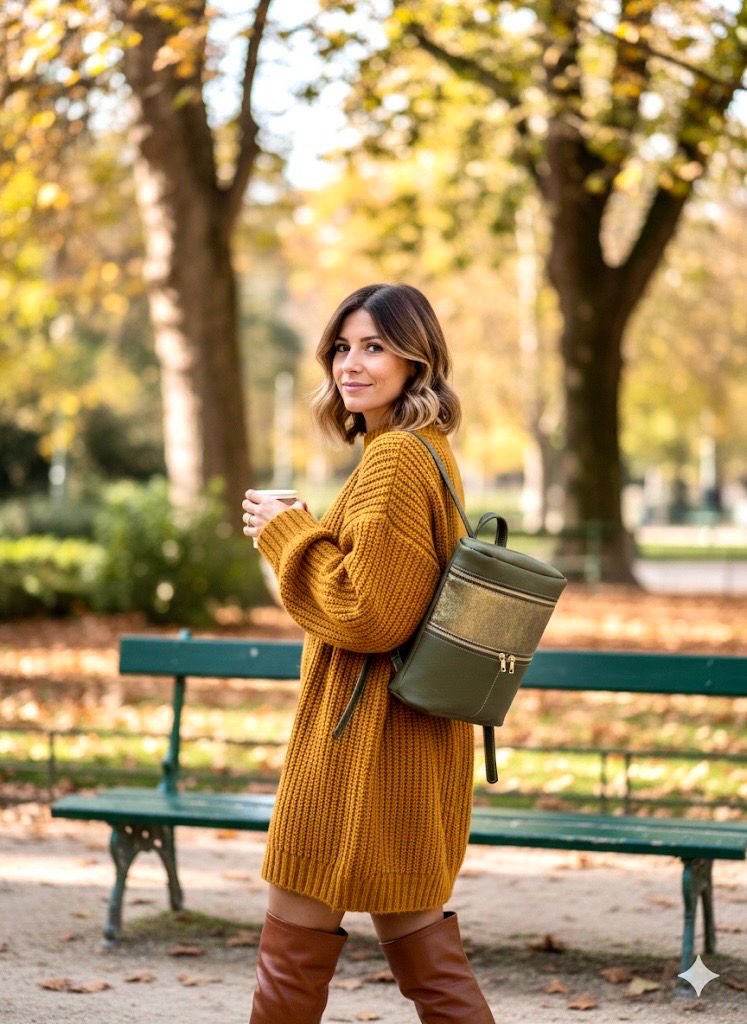 Ovaly sac à dos cuir kaki fait à Toulouse pièce unique