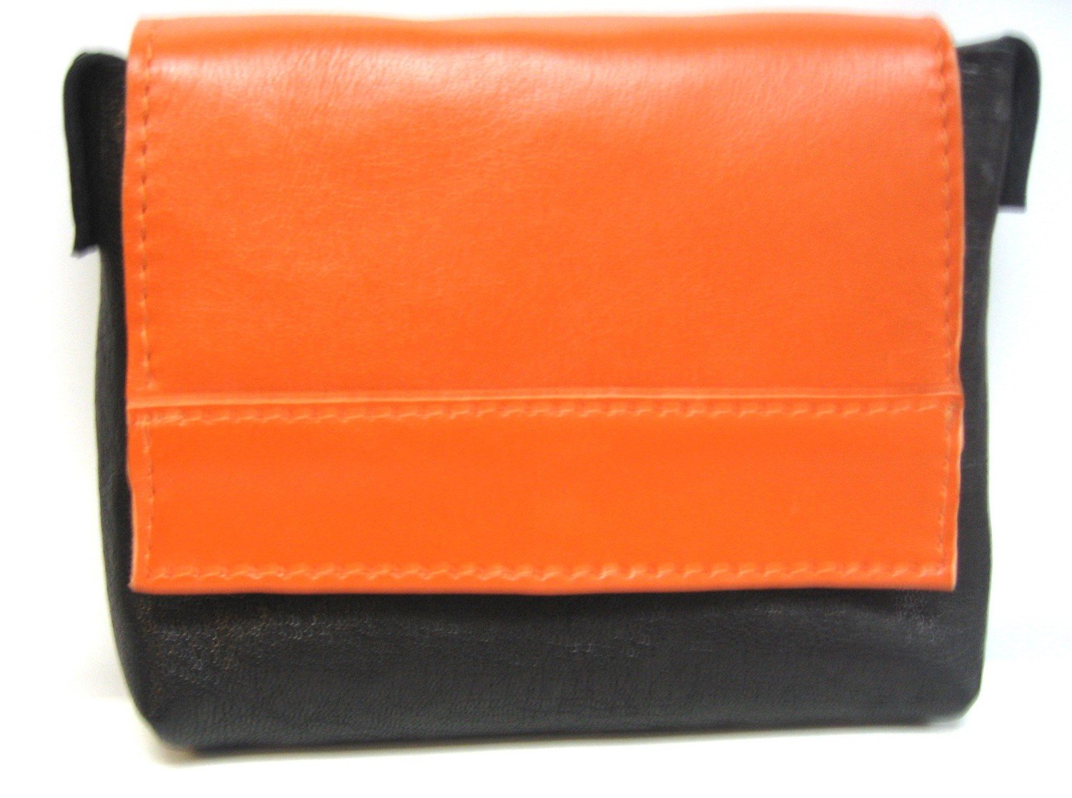 Bahamas pochette ceinture cuir Français idéal voyage protection de vos papiers fait à Toulouse couleur Noir / orange