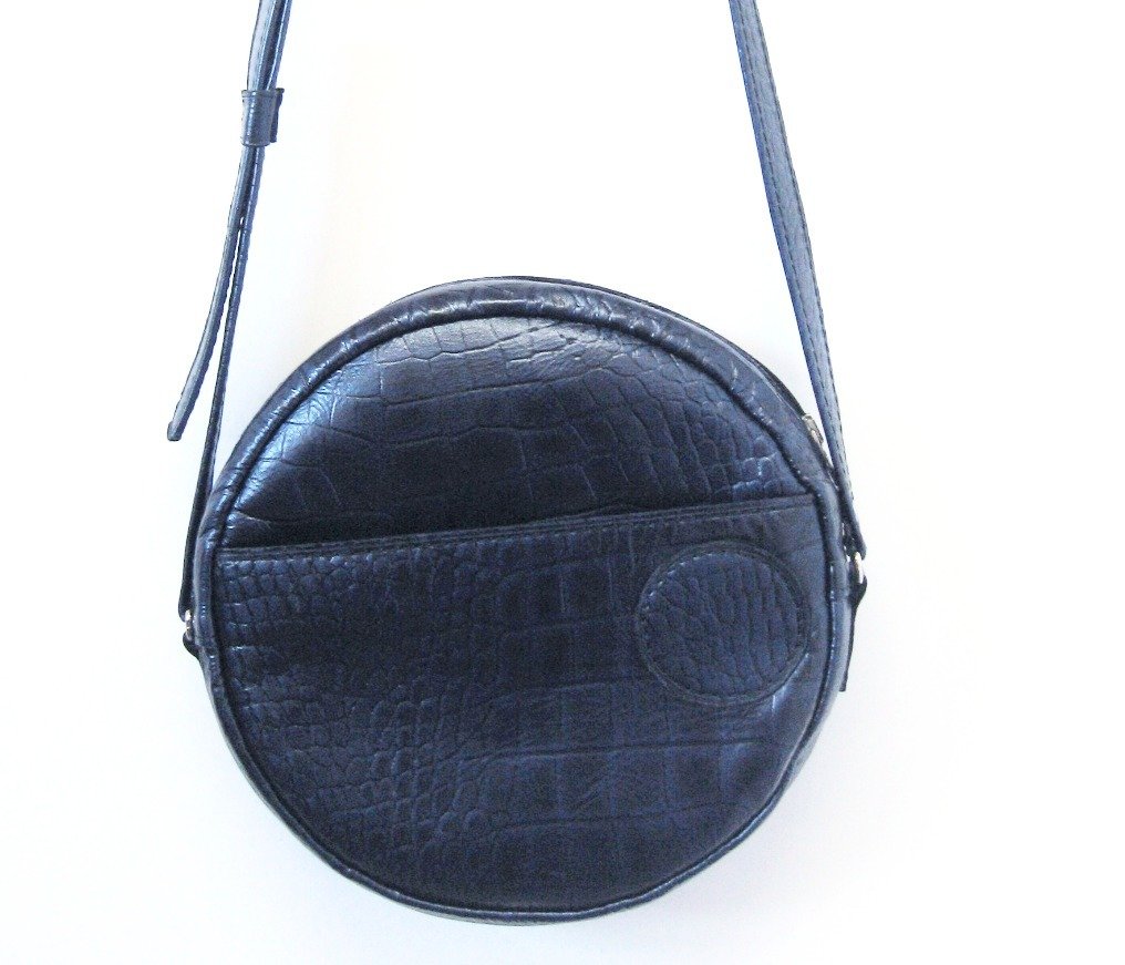 Sac Rondine en cuir noir et bleu