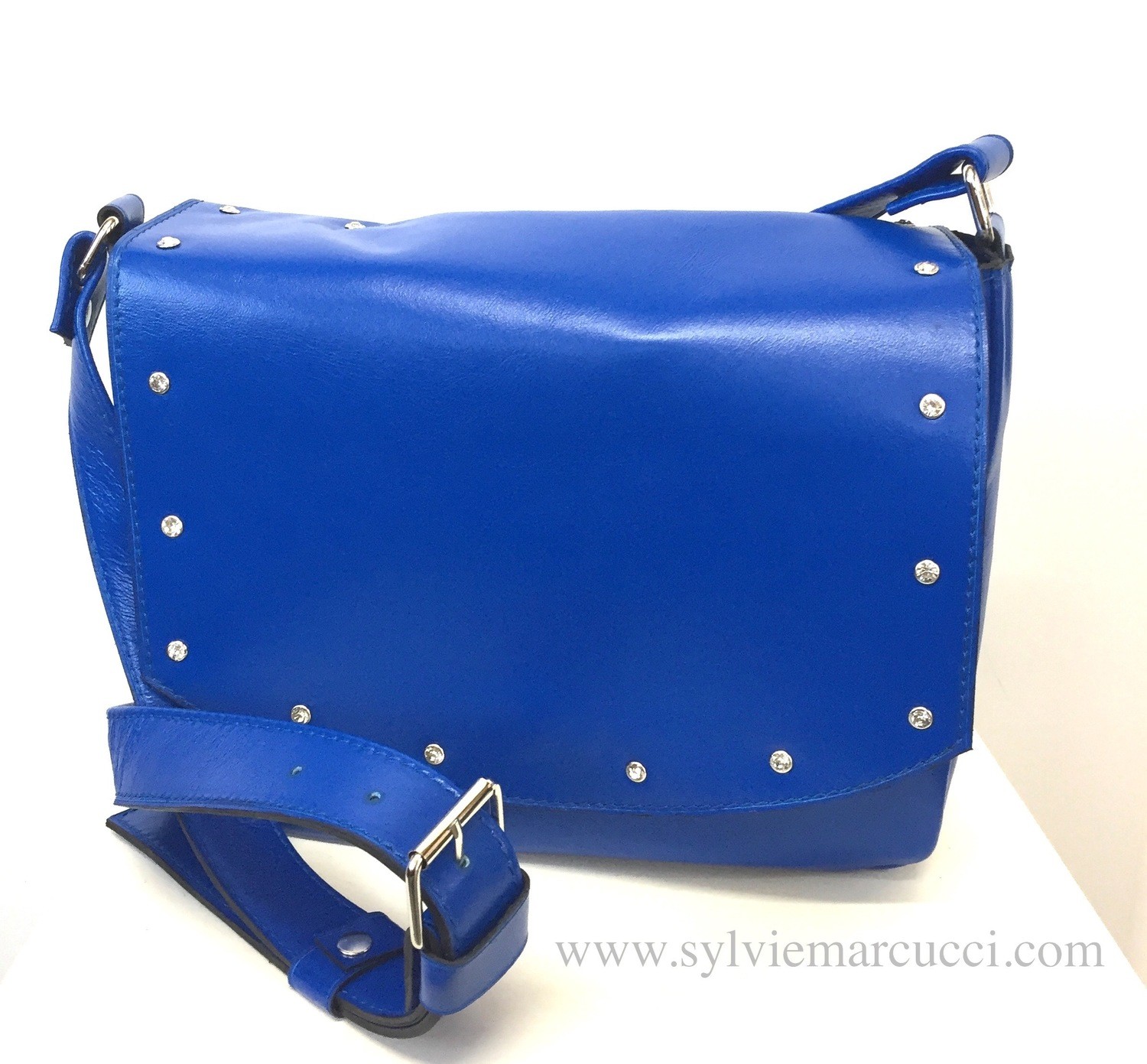 Sac demi-lune en cuir bleu
