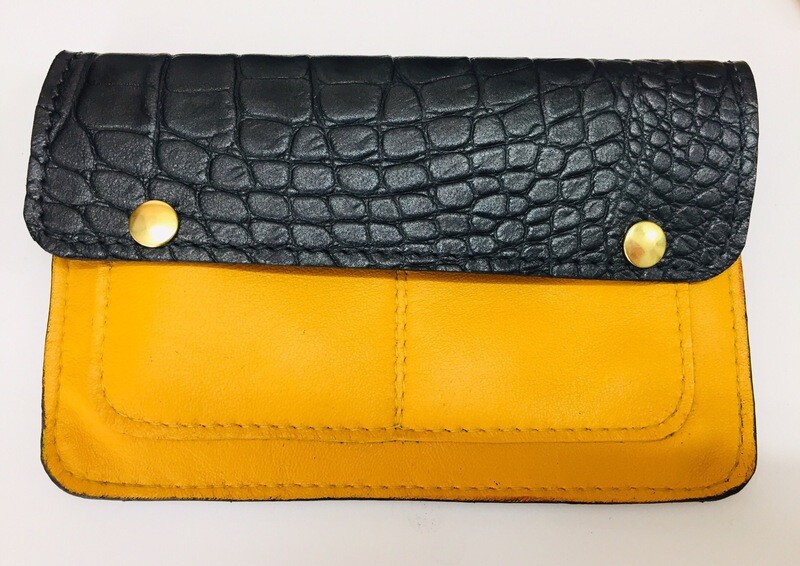 Marli en cuir noir et jaune