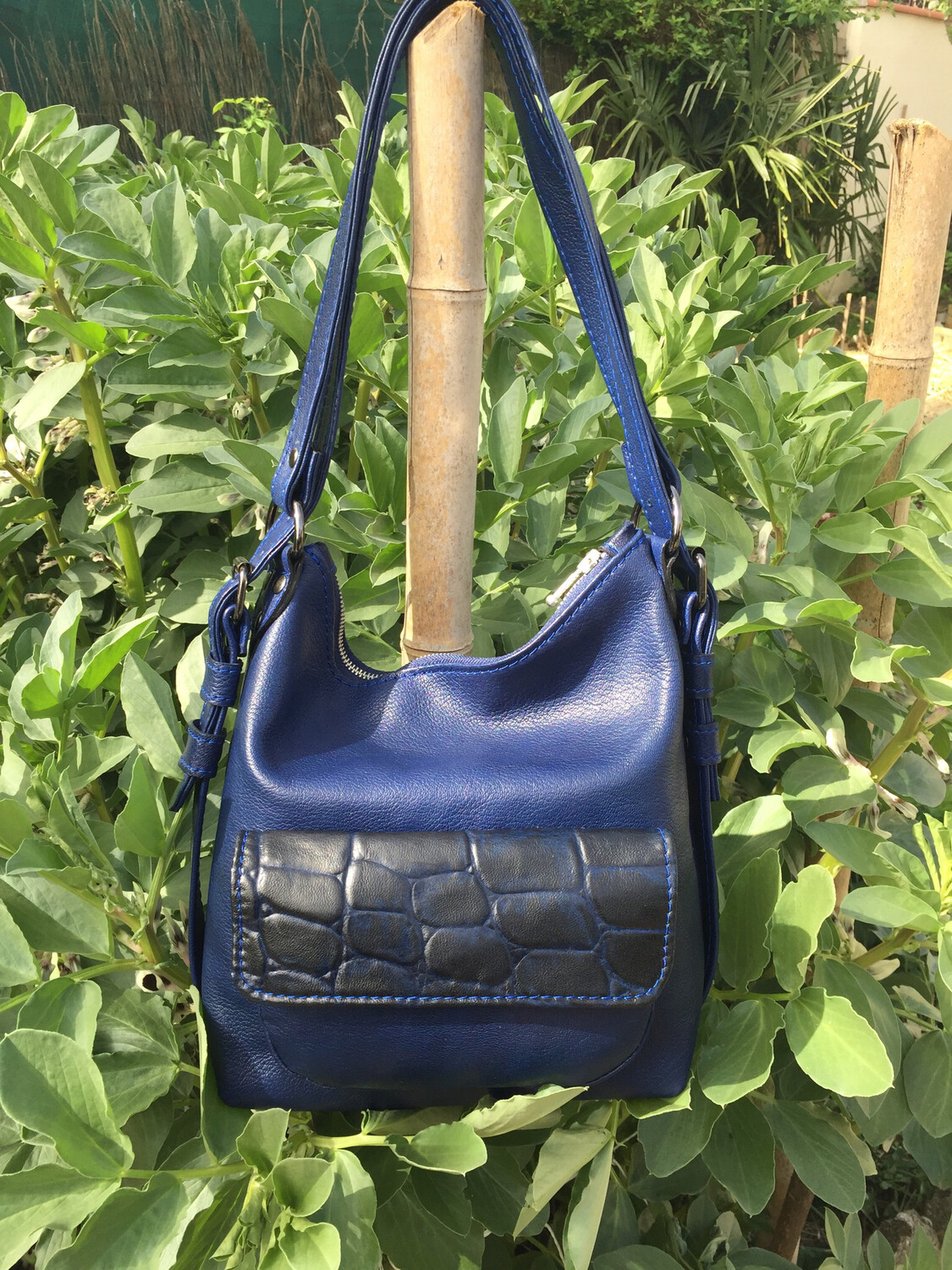 Sac Sabi en cuir bleu souple