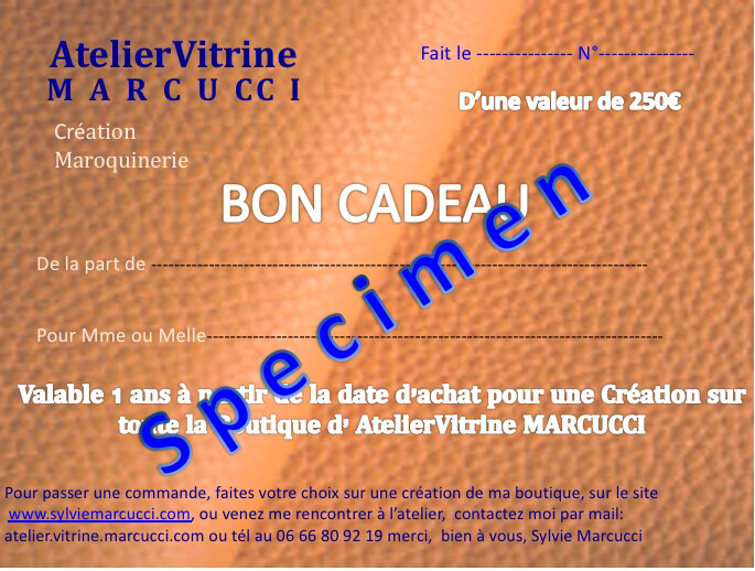 Bon cadeau Atelier Vitrine Marcucci 250 €