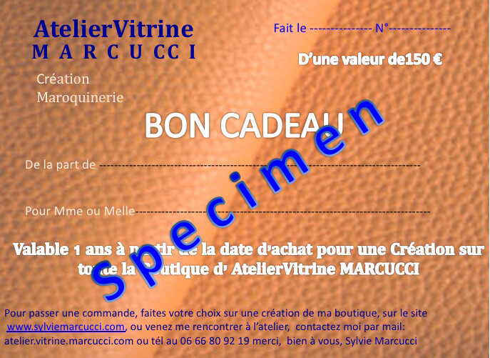 Bon cadeau Atelier Vitrine Marcucci 150 €