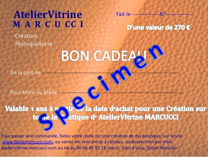 Bon cadeau Atelier Vitrine Marcucci 270 €