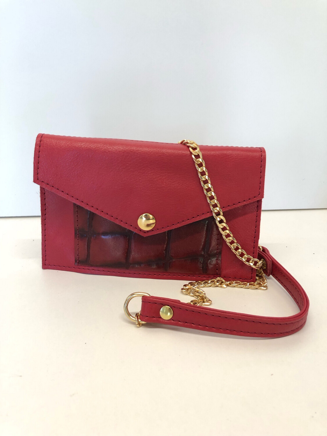 Pochette Mimi en cuir rouge français