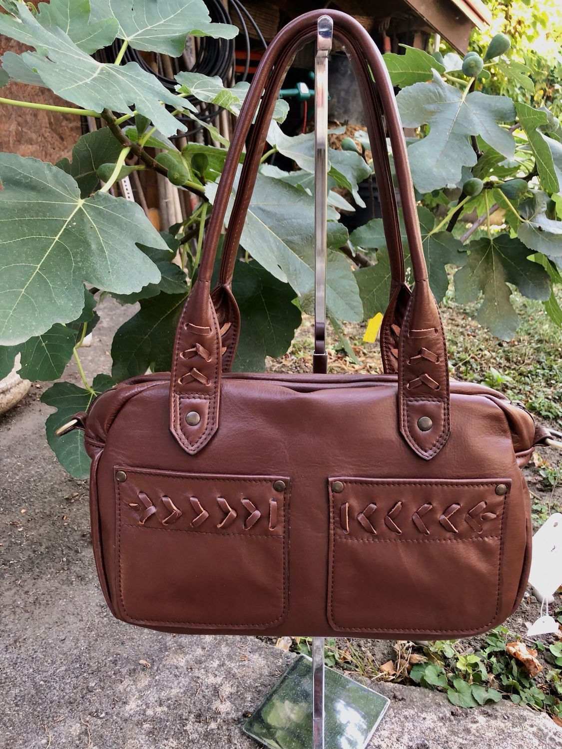 Sac Lara en cuir lisse marron glacé