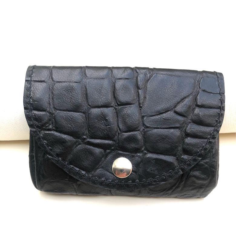Porte-monnaie en cuir noir