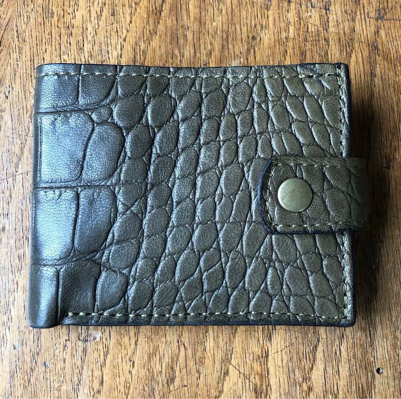 Portefeuille One en cuir kaki