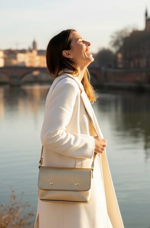 Sana cuir pleine fleur doré porté épaule ou bandoulière