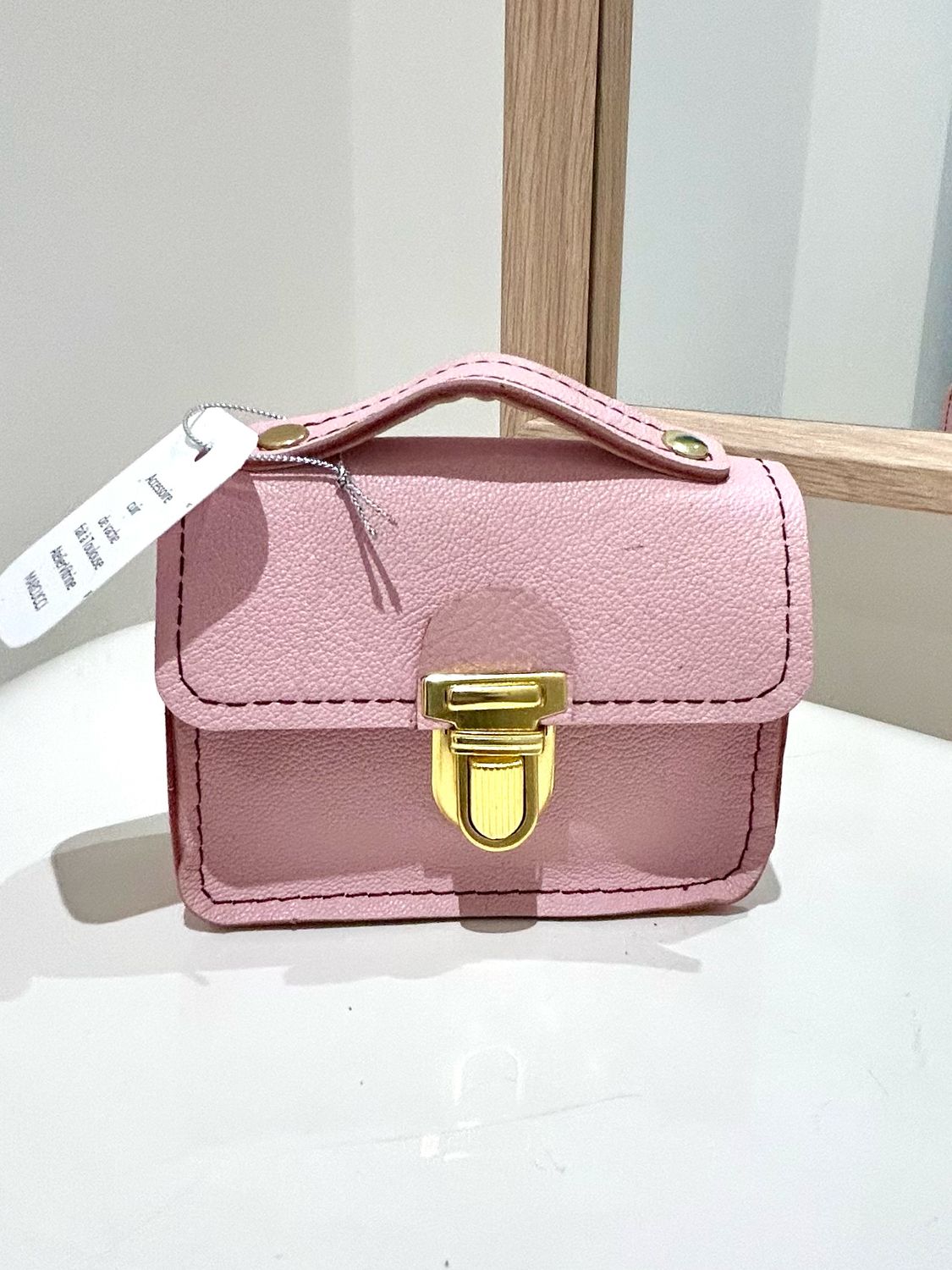 Cartou, mini accessoire en cuir rose fait à Toulouse  SKU 00821