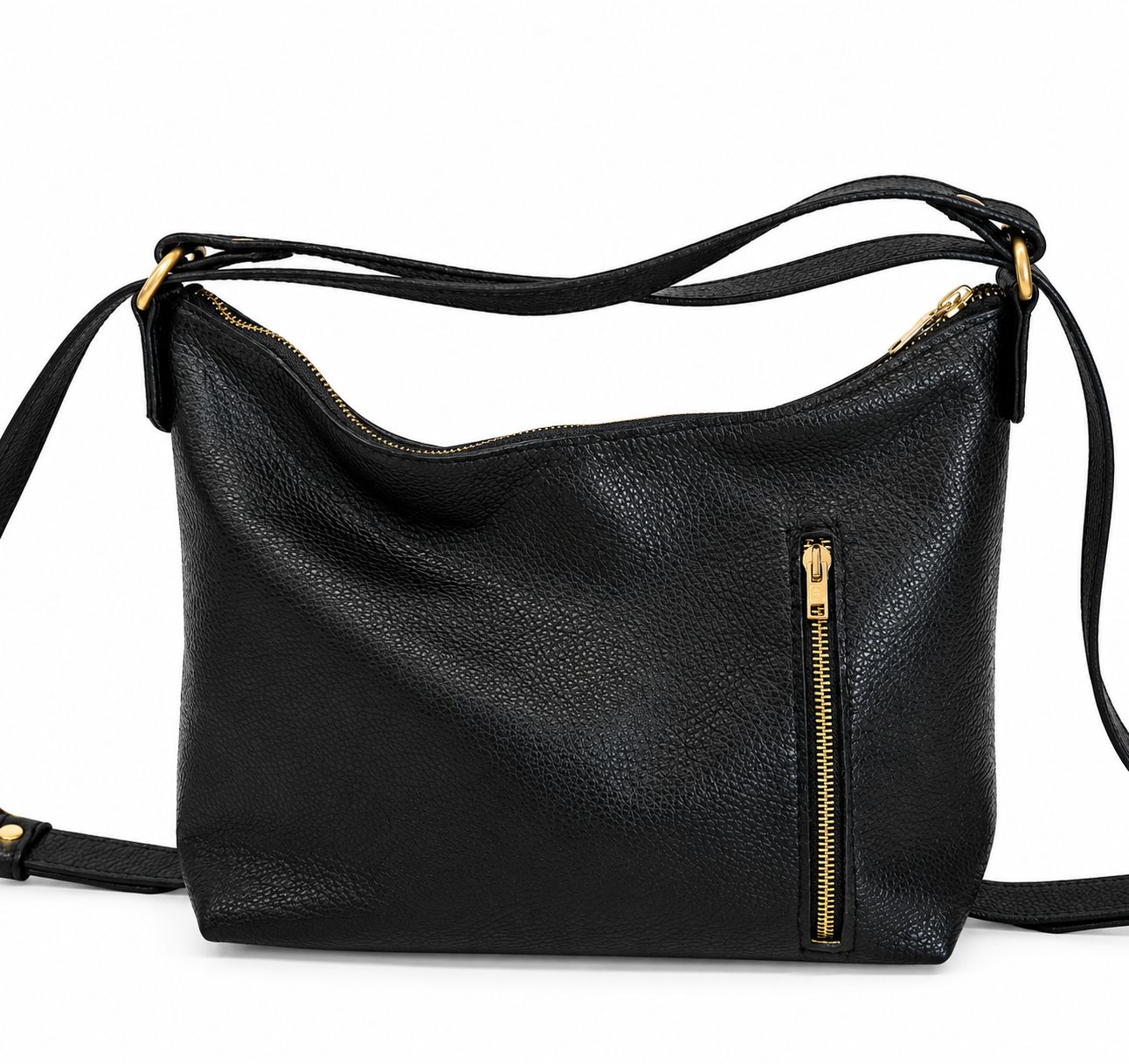 Sac cuir grainé noir Saba fait à Toulouse porté épaule et ou sac à dos, pièce unique.