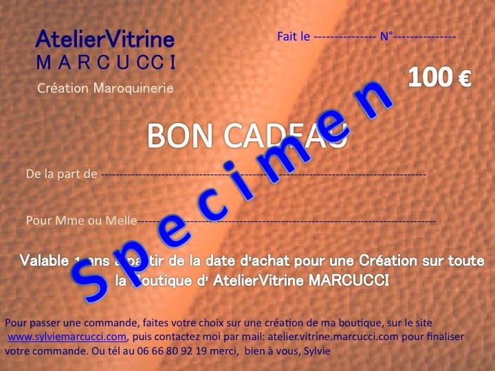 Bon cadeau Atelier Vitrine Marcucci 100 €