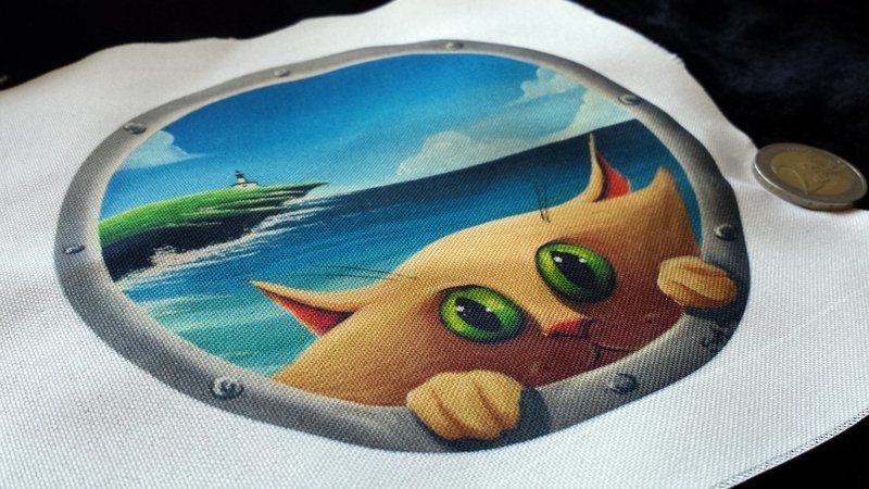 Illustrated Fabric : Chat au Hublot !