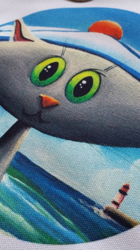 Illustrated Fabric : Chat Marin !