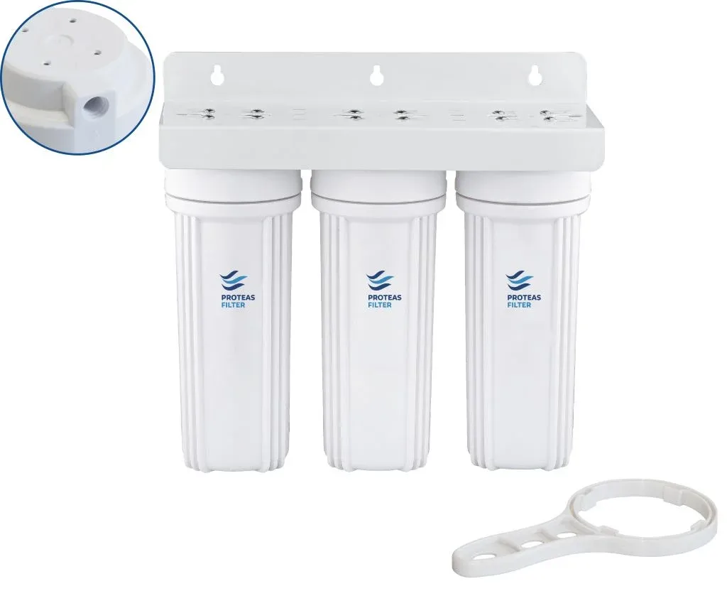 Τριπλή Φιλτροθήκη 2Μ λευκή πλαστική 10″–1/4″-κλειδί + βάση Τριπλή Φιλτροθήκη 2Μ λευκή πλαστική 10″–1/4″-κλειδί + βάση