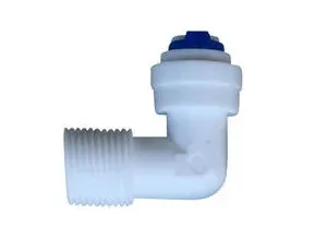 Ρακόρ πλαστικό γωνία 3/8″ αρσ.–1/4″ σωλ. κουμπωτό