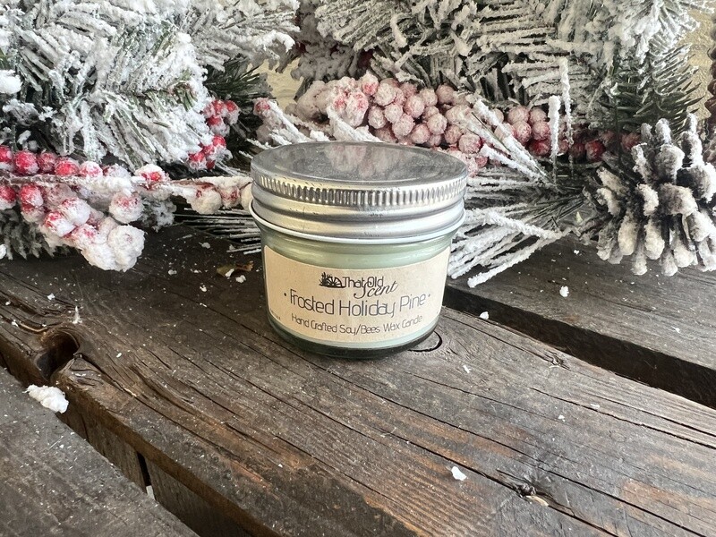 Frosted Holiday Pine Scented Soy/Bees Wax Candle