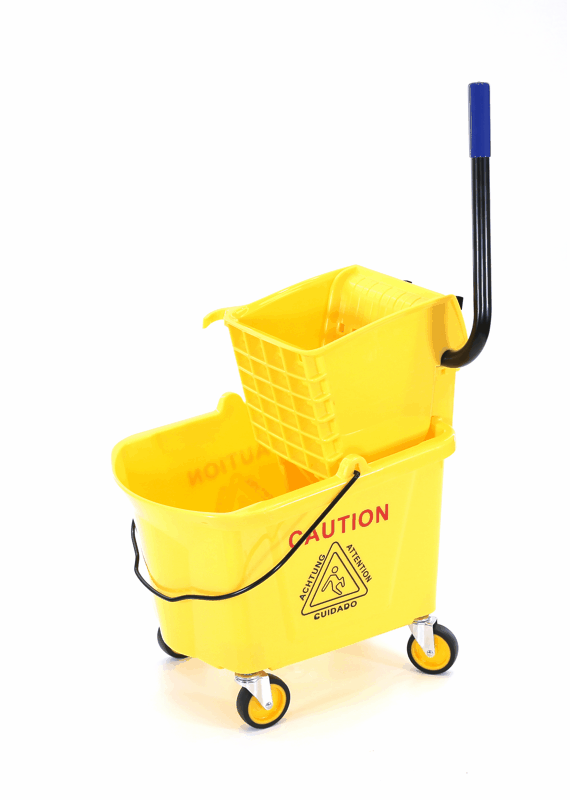 Commercial Mop Bucket on Wheels, Side Press Wringer, 28 Quart
