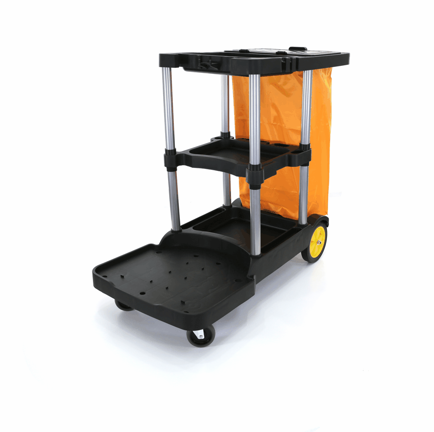 Commercial Janitorial cart, Heavy-Duty, 25 Gallon Yellow Bag with Cover.