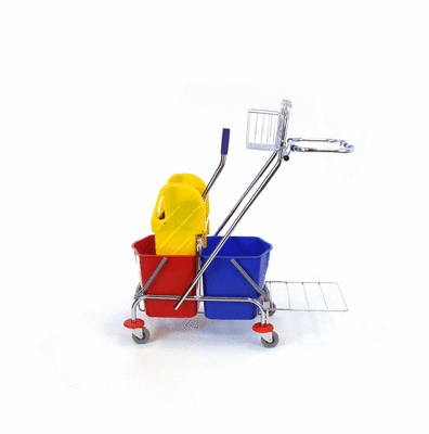 Commercial Double Mop Bucket wringer trolley with Trash Bag Holder