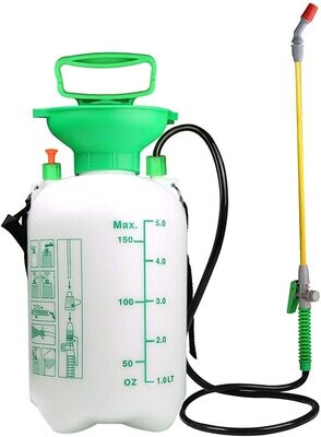Portable Pump Sprayer 5 Liter (170 oz) with Adjustable Shoulder Strap, Pressure Relief Valve