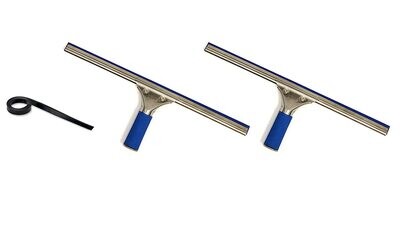 Pro 16" Window Squeegee Stainless Steel with Natural Rubber (2 Pack Squeegee + 42" Replacement Rubber)