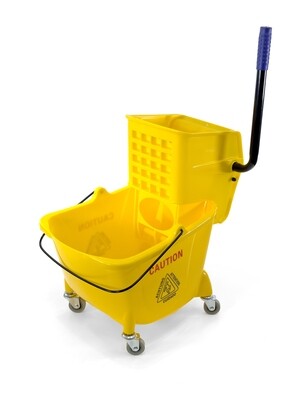 Mop Bucket 25 Quart | Side Press Wringer | 4 Wheels 2&quot; | Yellow