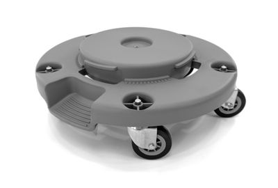 Trash Can Dolly | Heavy-Duty Plastic | 5 Casters | Foot Stabilizer | 460 Lb. Capacity