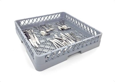 Flatware Rack For Commercial Dishwasher | Full Size Combination Gray