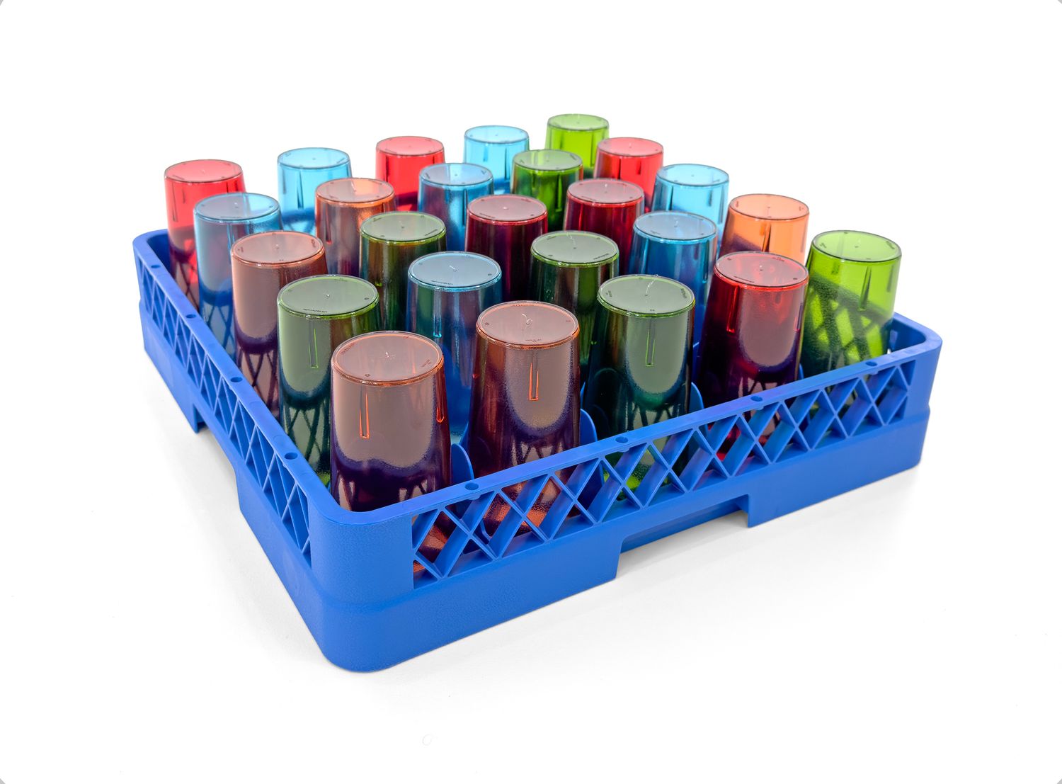 25-Compartment Glass Rack – Commercial Dishwasher Cup Rack | Blue.