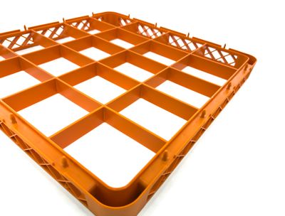 Extender Cup Rack | Durable Glass Rack Extension for Commercial Dishwasher | 20-Compartment | Orange