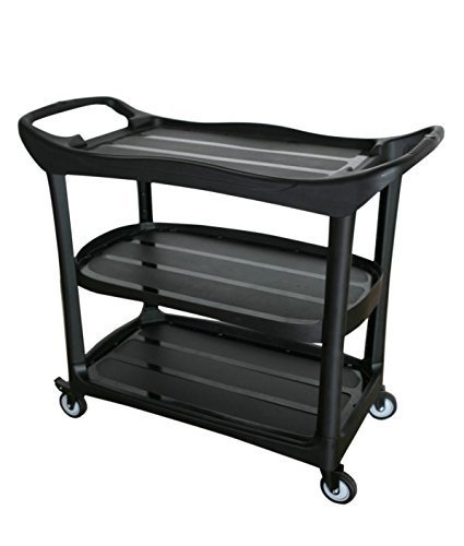 Large Size Utility Cart, 3 Shelf Cart with Heavy Duty Plastic Shelves H 37.6" x L 44.6" x W 21"