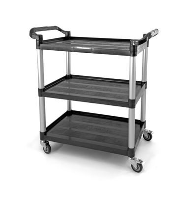 Utility Cart | Food Cart | 3 Shelf 33" X 16" X 37" (Black)