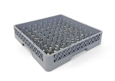 Commercial Dishwasher Glass Rack with Pegs | Heavy Duty Plastic Cup | Rack for Glasses, Mugs &amp; Barware | Restaurant Dishwashing Rack | Gray