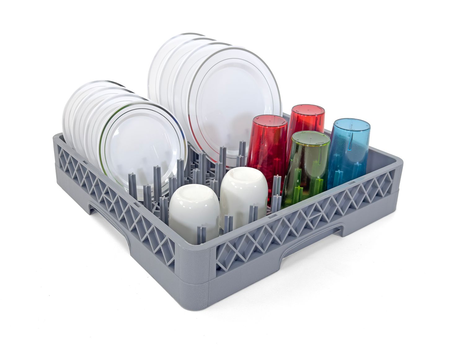 Commercial Dishwasher Glass Rack with Pegs | Heavy Duty Plastic Cup | Rack for Glasses, Mugs &amp; Barware | Restaurant Dishwashing Rack | Gray