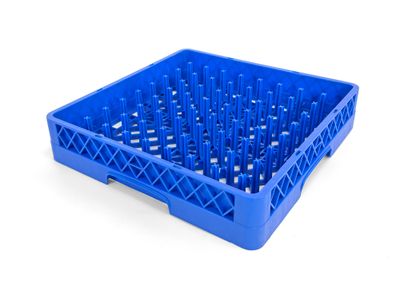 Commercial Dishwasher Glass Rack with Pegs | Heavy Duty Plastic Cup | Rack for Glasses, Mugs &amp; Barware | Restaurant Dishwashing Rack | Blue