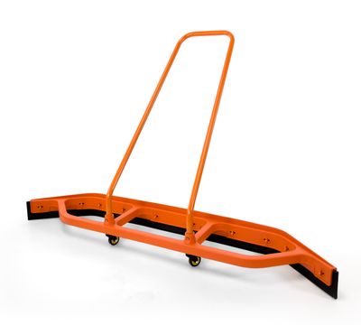 Heavy Duty Commercial Floor Squeegee with Wheels, Extra Wide 59" Curved Water Squeegee with 37" Push Handle, Orange Metal Frame &amp; Black Blade for Warehouse, Garage &amp; Industrial Floor Cleaning