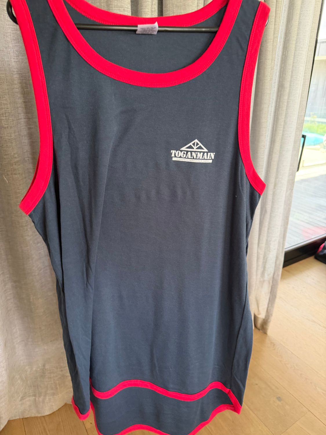 Shearers Singlet - Navy with red trim