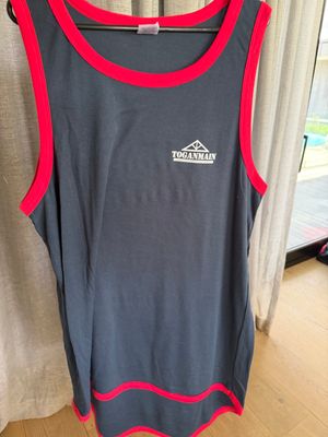 Shearers Singlet - Navy with red trim