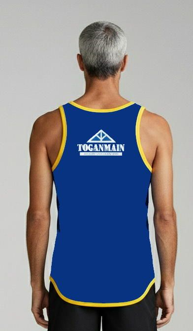 Shearers Singlet - Blue with yellow trim