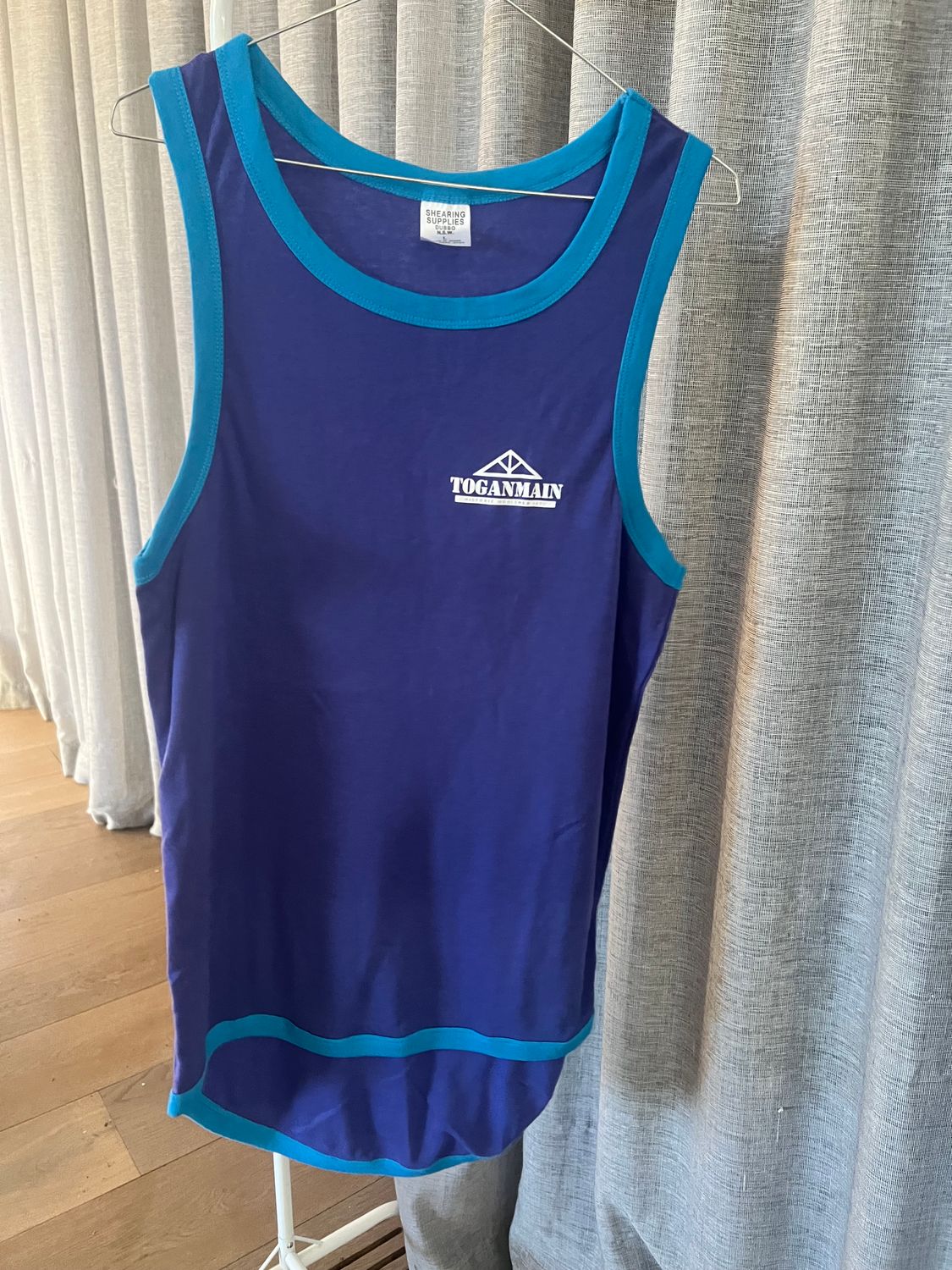 Shearers Singlet - Purple with light blue trim