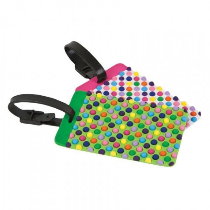SET OF 2 LUGGAGE TAGS, DOTS (12657)