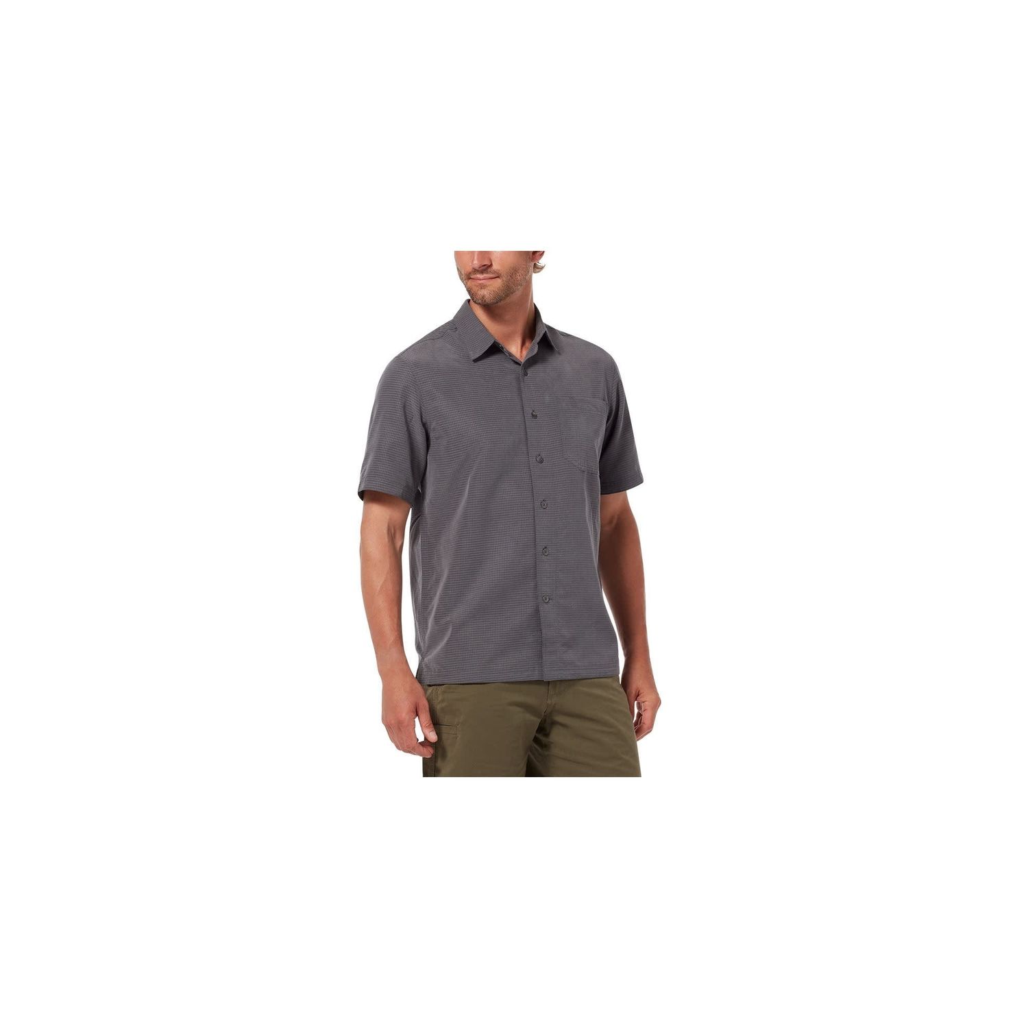 MEN'S DESERT PUCKER DRY SHORT SLEEVE, ASPHALT (Y71200-568)