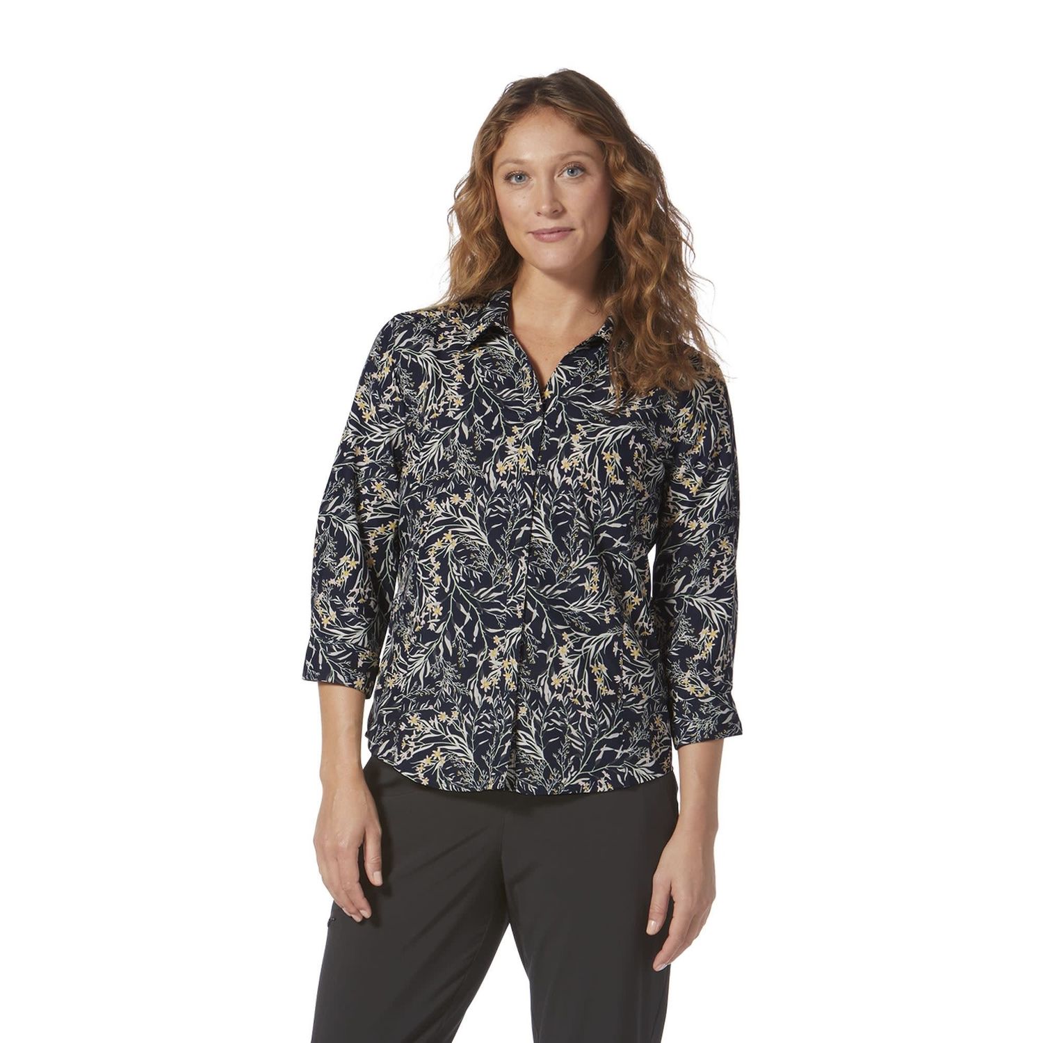 WOMEN'S EXPEDITION II 3/4 SLEEVE, NAVY MIRAMAR PRINT (Y322024-411)