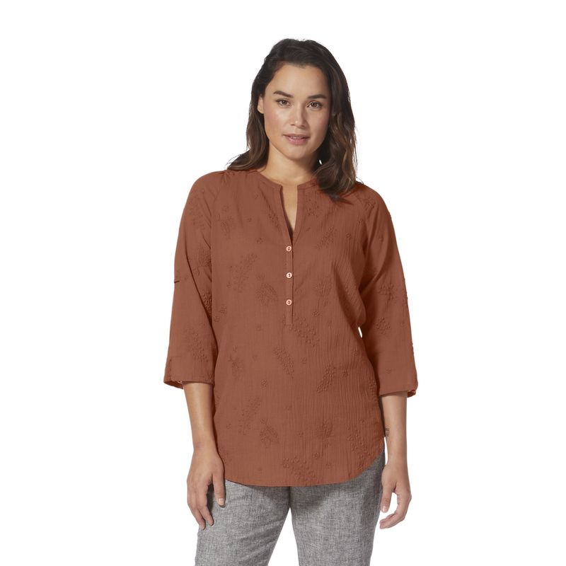 WOMEN&#39;S OASIS TUNIC II 3/4 SLEEVE, BAKED CLAY (Y622019-916)